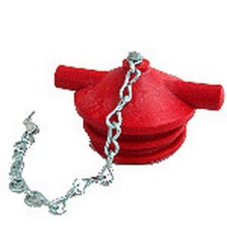 Blanking Cap 65mm (2.5") SART Male Plug PVC Red With Chain
