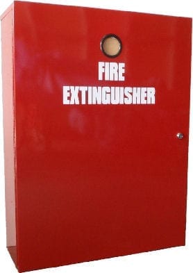 Cabinet Metal For 2 Fire Extinguishers With Break Glass Key Holder 760mm H x 570mm W x 220mm D
