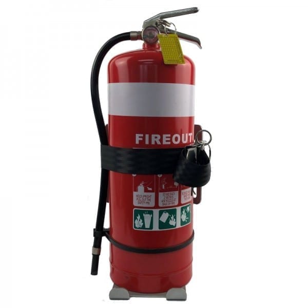 Heavy duty fire extinguisher vehicle bracket