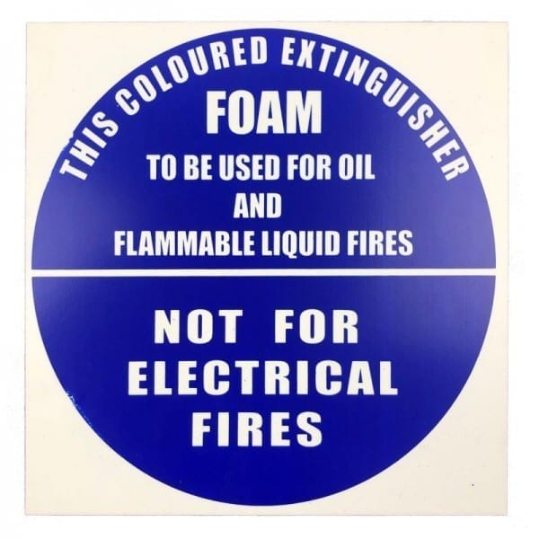 foam fire extinguisher id sign