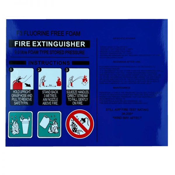 fluorine free foam fire extinguisher label