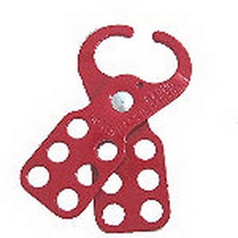 Lock Out Hasp Single Scissor Red Met 1Inch Dia 4 3/8 L 4Pad