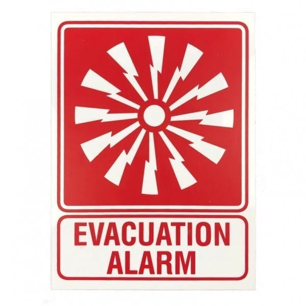 evacuation alarm location sign