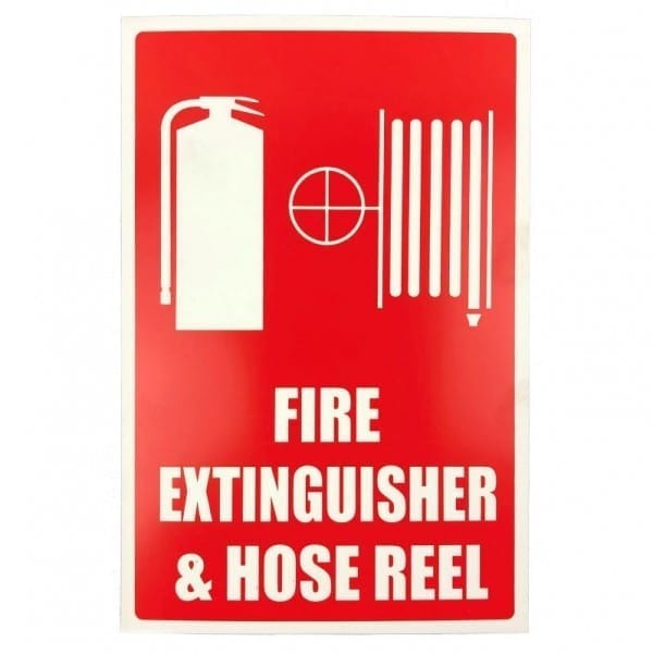 fire extinguisher and hose reel location sign