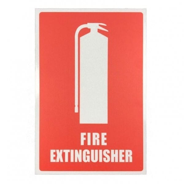 reflective fire extinguisher location sign