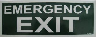 Sign Poly Luminous Emergency Exit 400mm W x 150mm H