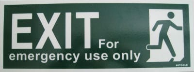 Sign Poly Luminous Emergency Exit Emergency Use Only 400mm W x 150mm H