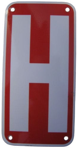 Sign Metal Back H Hydrant 75mm x 150mm