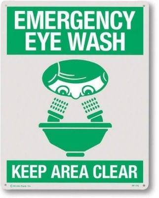 Sign Poly Emergency Eye Wash White Print Green Back 200mm W x 250mm H