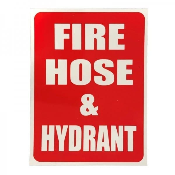 fire hose and hydrant location sign