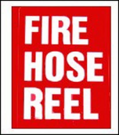 Sign Poly Fire Hose Reel White Print Red Back 225mm W x 300mm H