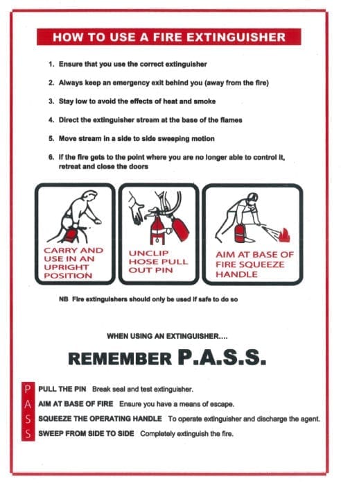 Sign Poly P.A.S.S. Extinguisher Instructions 297mm H x 210mm W
