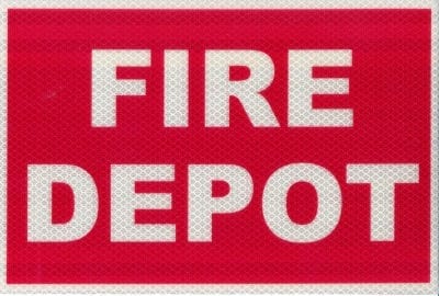 Sign Self Adhesive Fire Depot Reflective Underground Small 300Wx200H