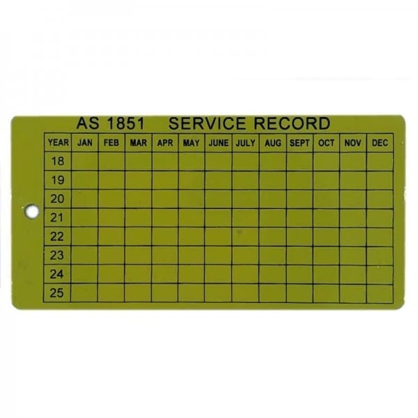 AS1851 service tag steel