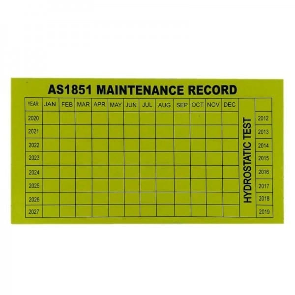AS1851 service sticker