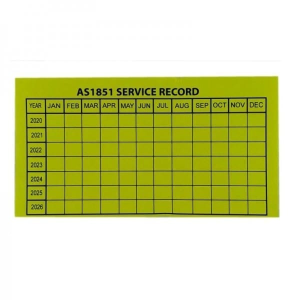 AS1851 service sticker