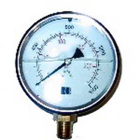 Gauge 1600 kpa Liquid Filled 100mm Dia 0-1600kpa 3/8In BSP
