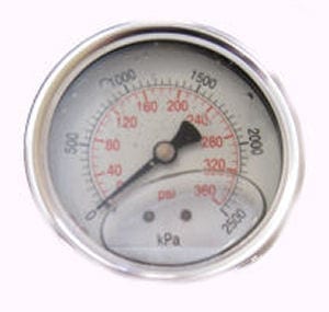 Gauge 2500kpa Liquid Filled 63mm Dia 1/4 BSP Rear Entry