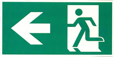 Sign Exit Luminous Running Man Pictograph Left Poly 300mm x 100mm