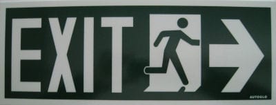 Sign Exit Luminous Running Man Pictograph Right Exit 400mm x 150mm