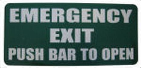 Sign Poly Emergency Exit Push Bar To Open White On Green