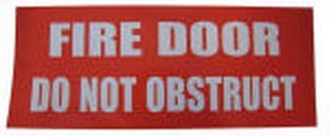 Sign Self Adhesive Fire Door Do Not Obstruct Red 320mm W x 120mm H