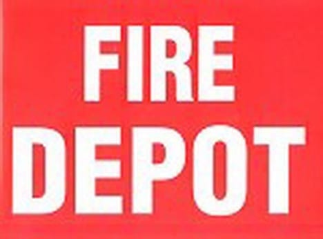 Sign Self Adhesive Fire Depot Reflective Class 2 310mm W x 225mm H